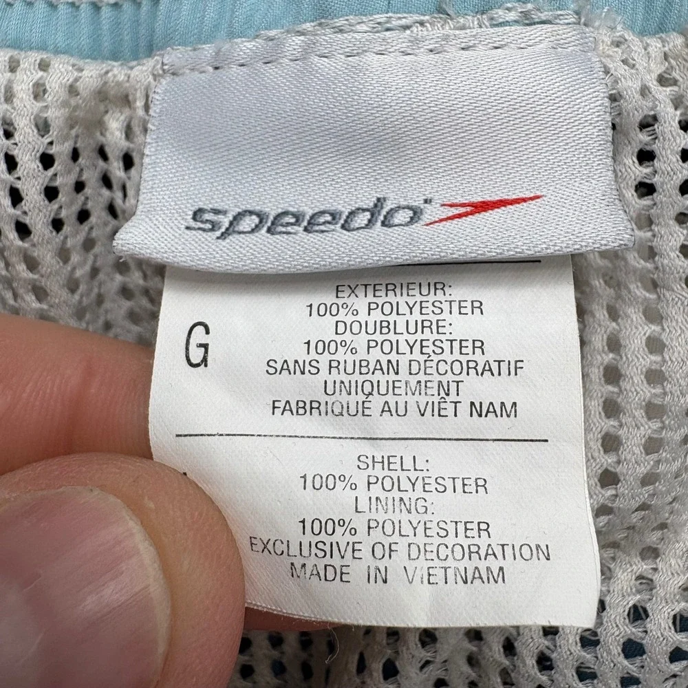 Speedo Swim Trunks Mens L Blue Colorblock Boardshorts Mesh Lined Swimwear Summer